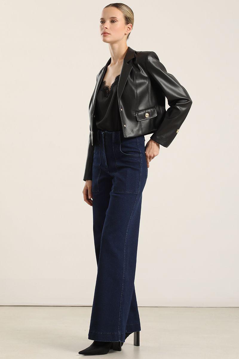 Jeans palazzo, tiro medio, azul Liola-6