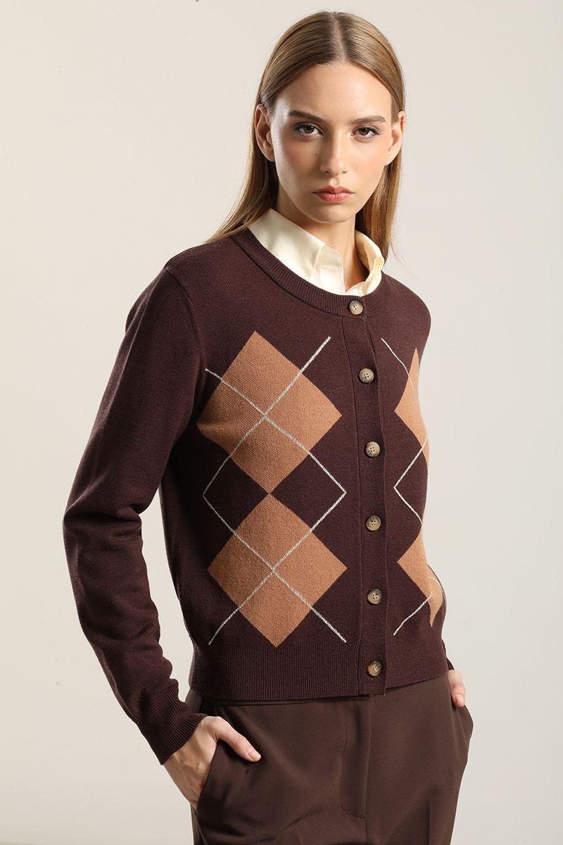 Cardigan Punto, Rombo Lurex, Cafe Liola-2