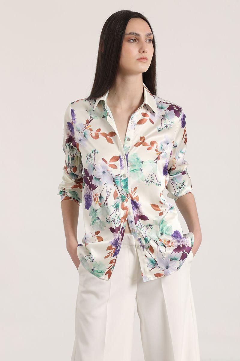 Blusa satin estampado Liola mujer crudo-0