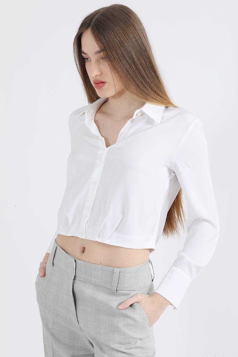 Blusa Cropped Satin, Crudo Liola-3