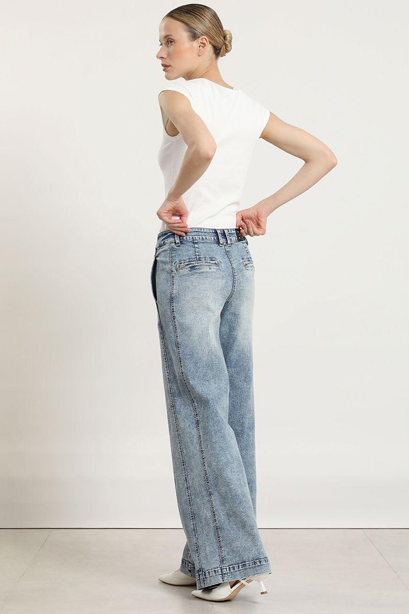 Jeans palazzo, tiro alto, celeste Liola-3