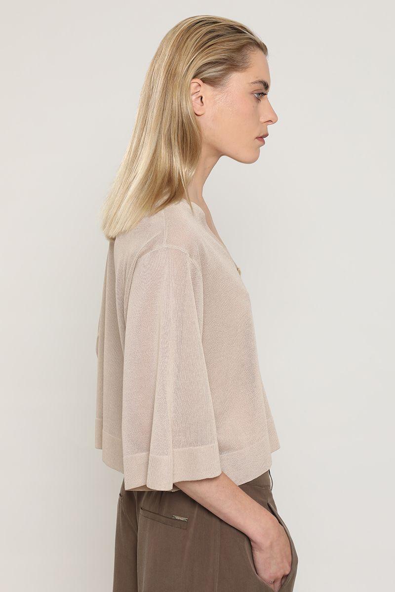 Cardigan punto, semitransparente, beige Liola-2
