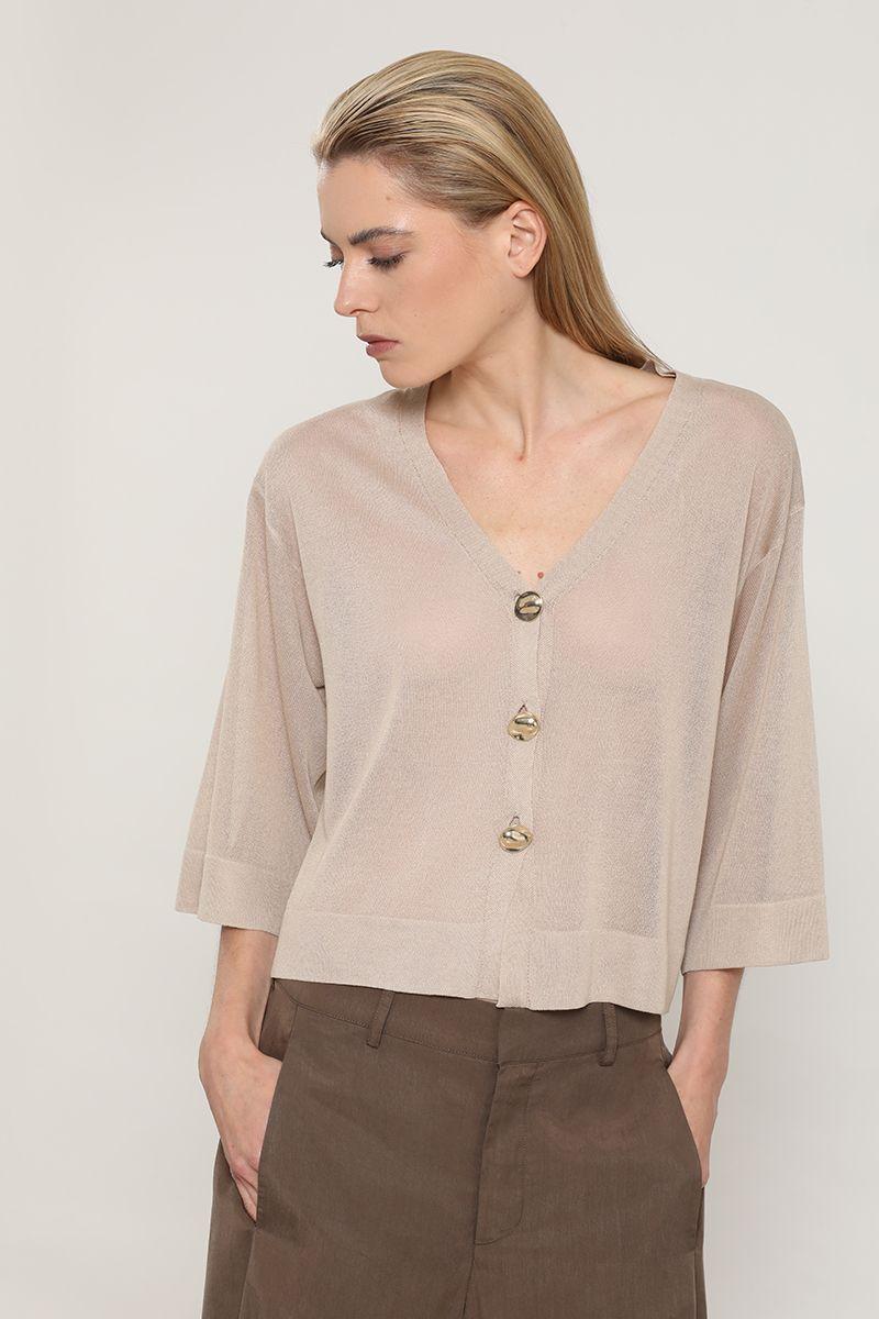 Cardigan punto, semitransparente, beige Liola-3