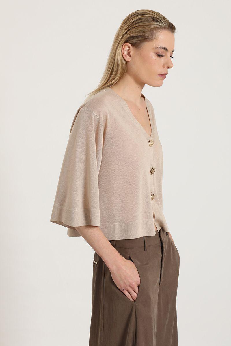 Cardigan punto, semitransparente, beige Liola-4