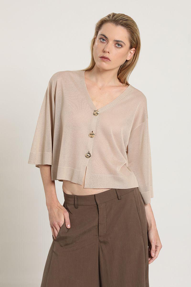 Cardigan punto, semitransparente, beige Liola-5
