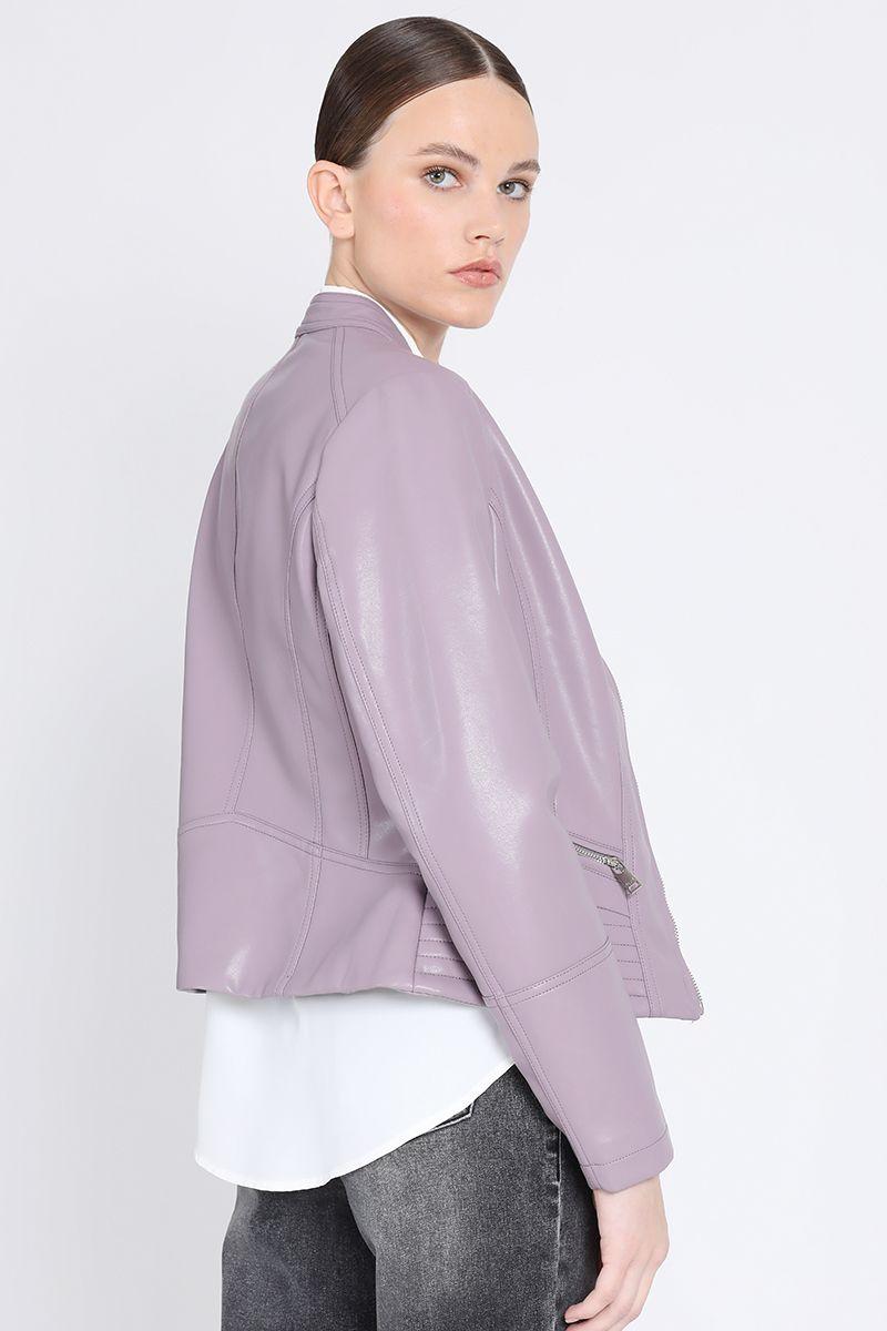 Chaqueta Corta Efecto Cuero, Lila Liola-4