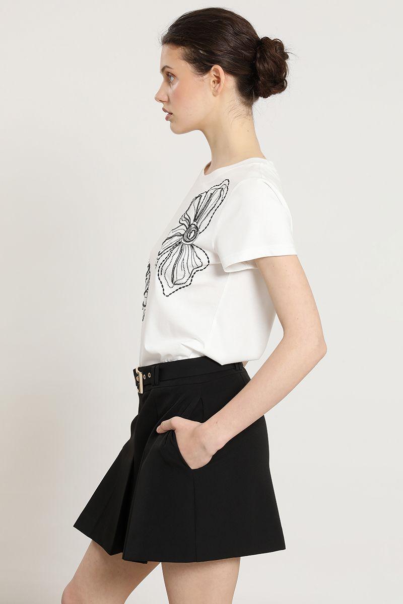 Polera bordado con piedreria, crudo Liola-2