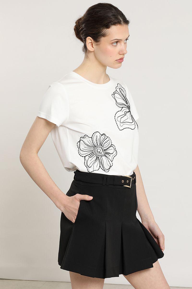 Polera bordado con piedreria, crudo Liola-3
