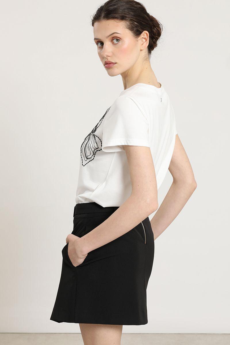 Polera bordado con piedreria, crudo Liola-4