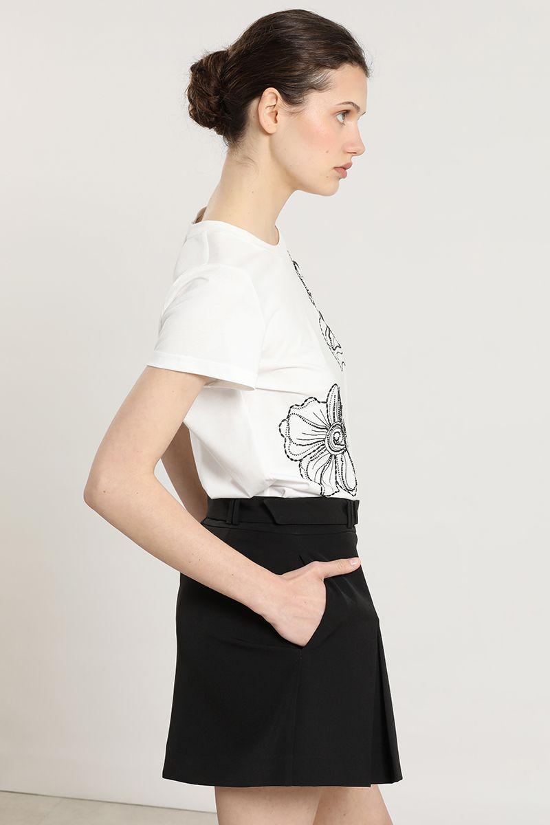 Polera bordado con piedreria, crudo Liola-5