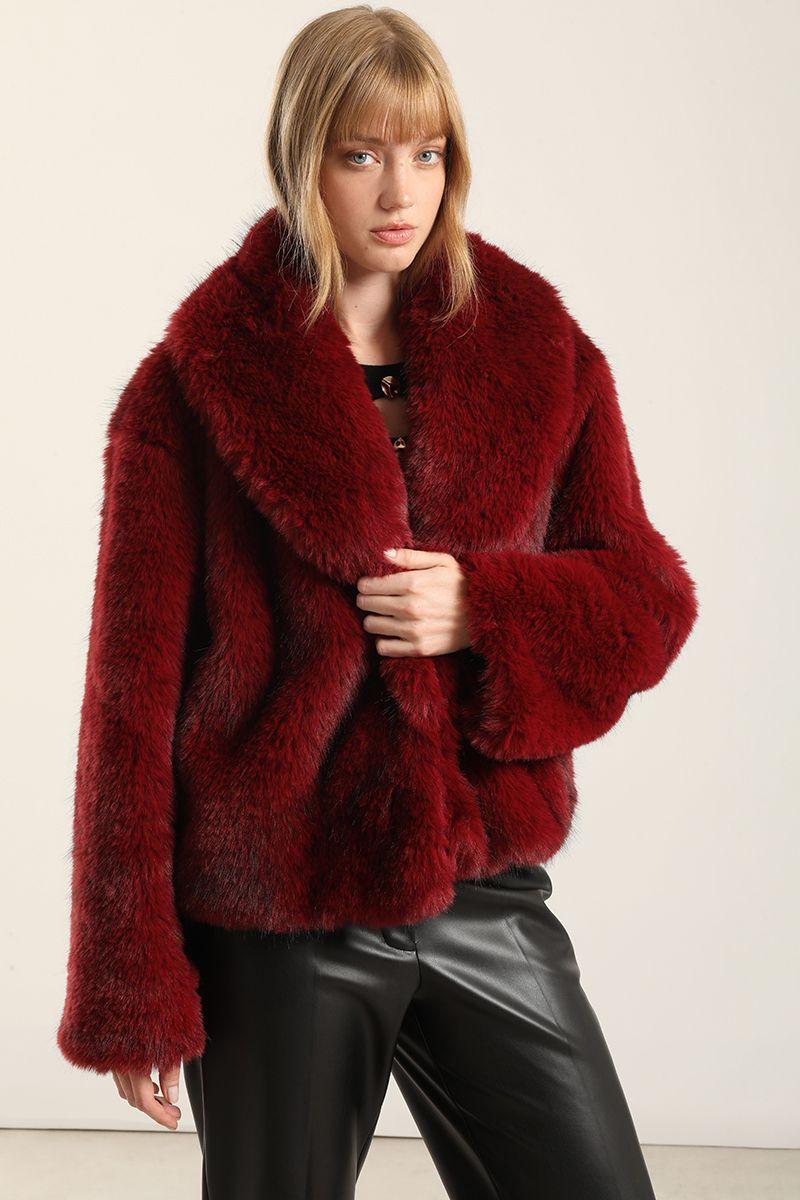 Chaqueta Efecto Piel Matizada, Rojo Liola-0