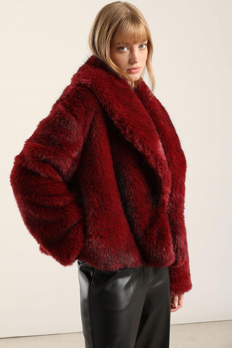 Chaqueta Efecto Piel Matizada, Rojo Liola-4