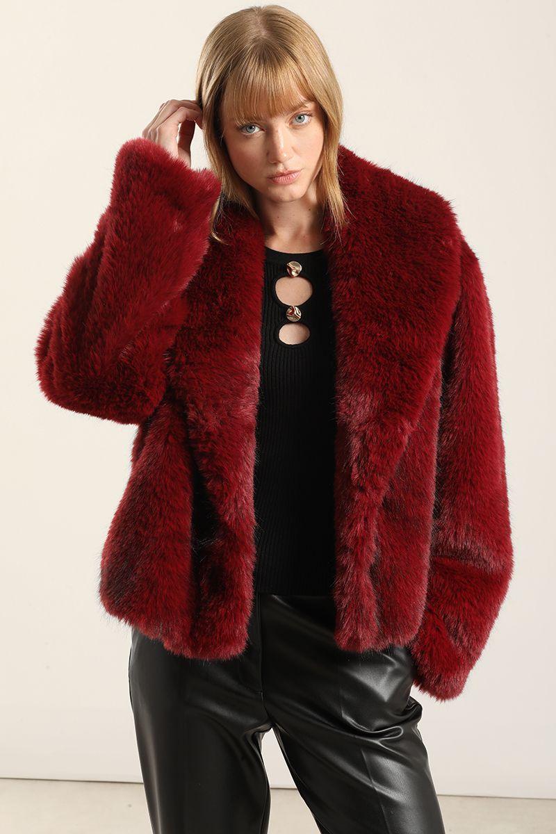 Chaqueta Efecto Piel Matizada, Rojo Liola-5