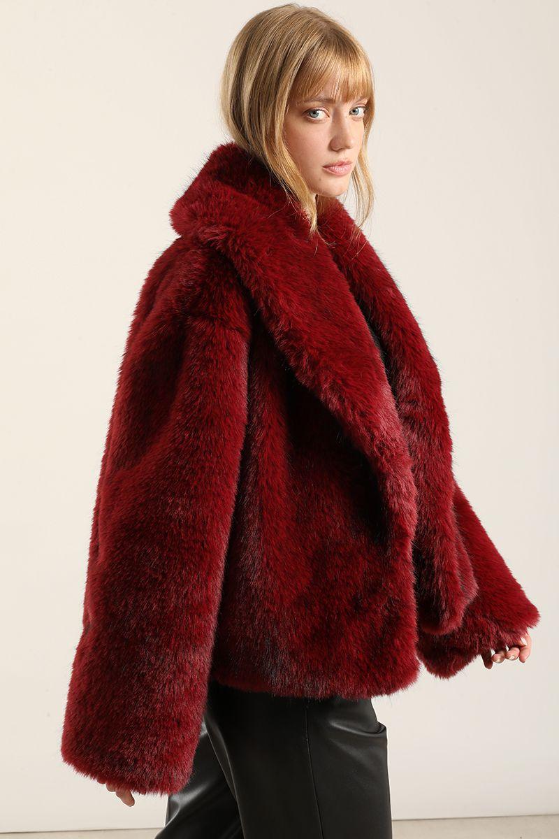 Chaqueta Efecto Piel Matizada, Rojo Liola-6