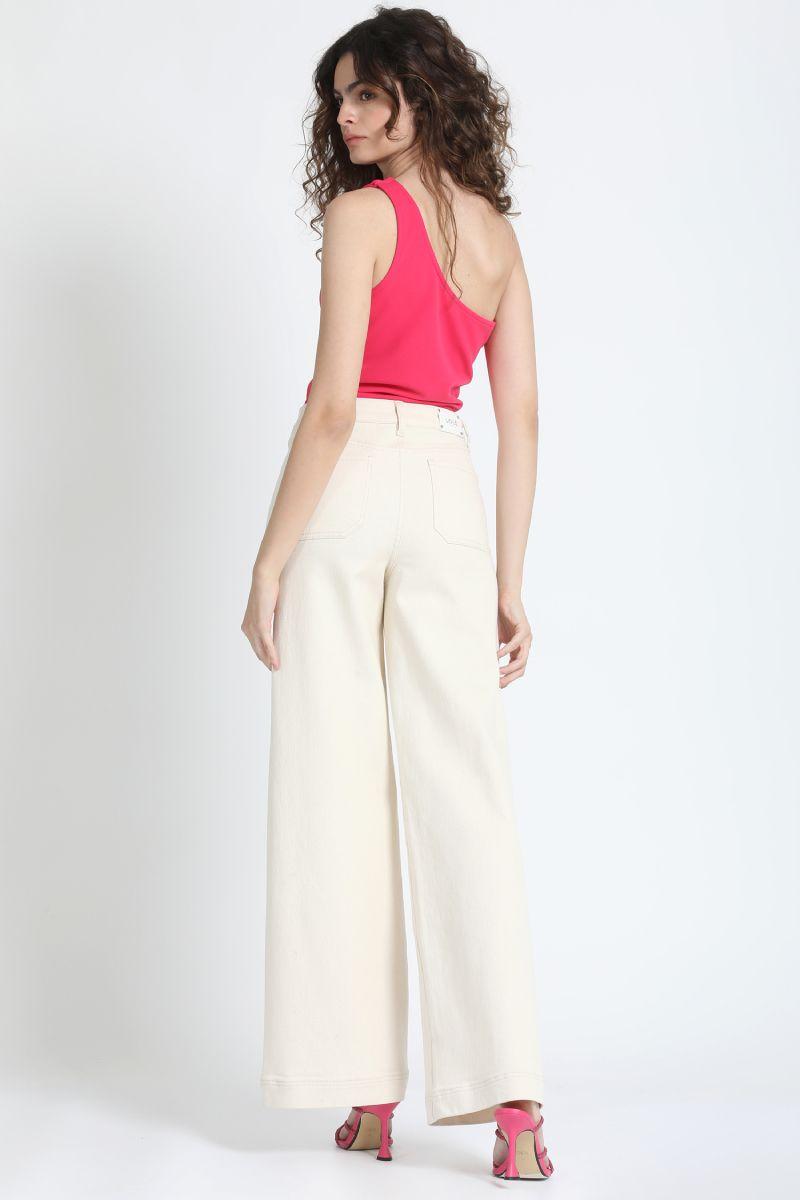 Pantalon Ancho Tiro Alto, Masilla Liola-2