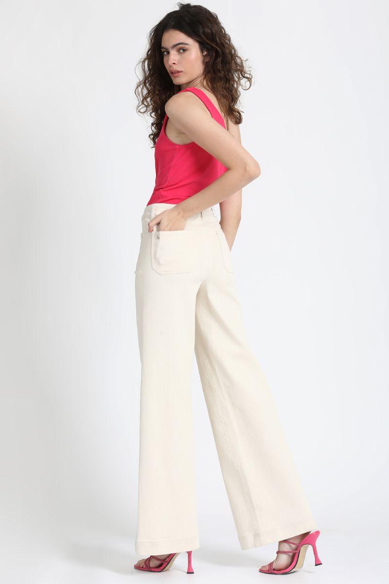 Pantalon Ancho Tiro Alto, Masilla Liola-3