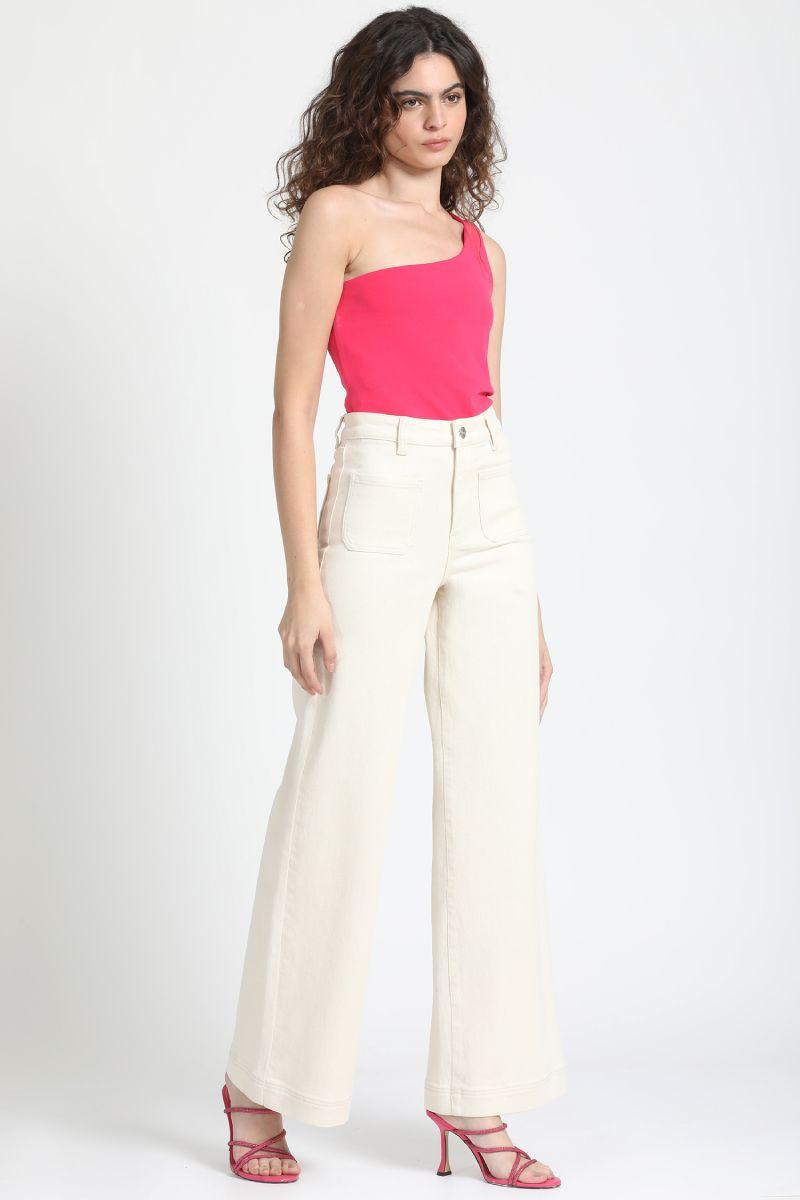 Pantalon Ancho Tiro Alto, Masilla Liola-5