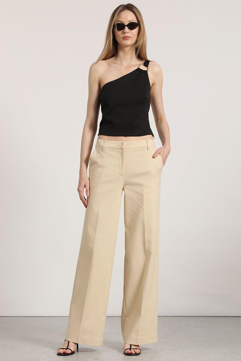 Pantalón recto liola mujer beige-0
