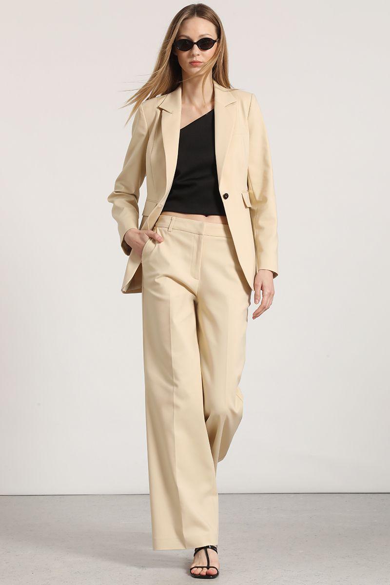 Pantalón recto liola mujer beige-1