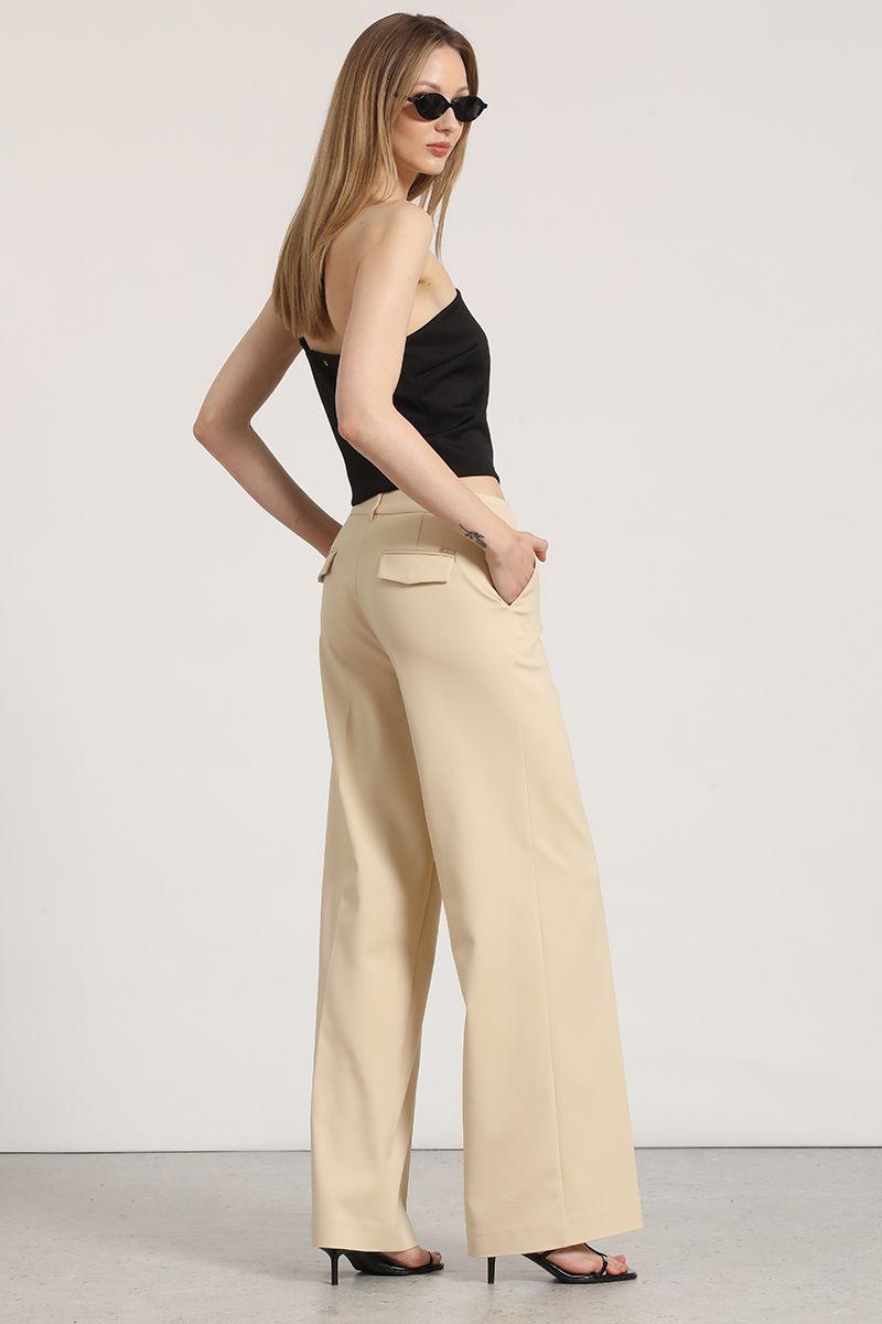 Pantalón recto liola mujer beige-2