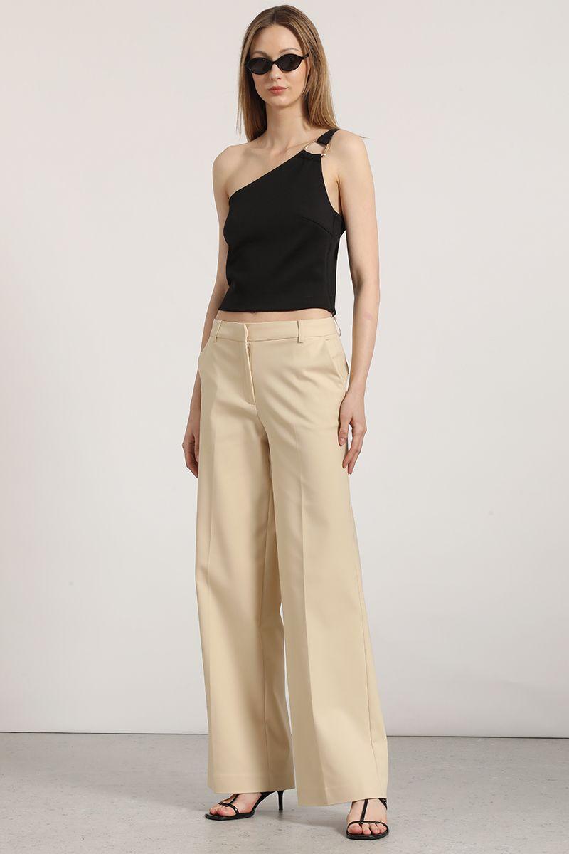 Pantalón recto liola mujer beige-3