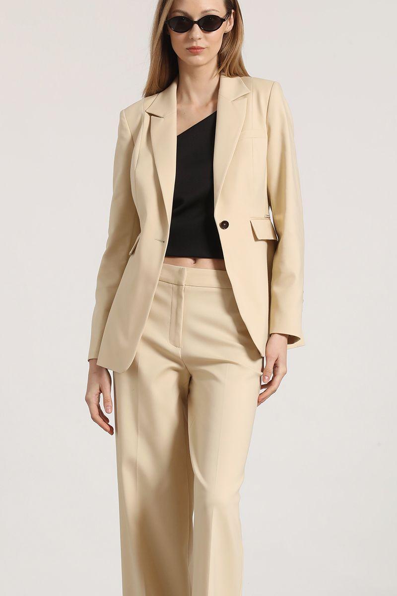 Pantalón recto liola mujer beige-4