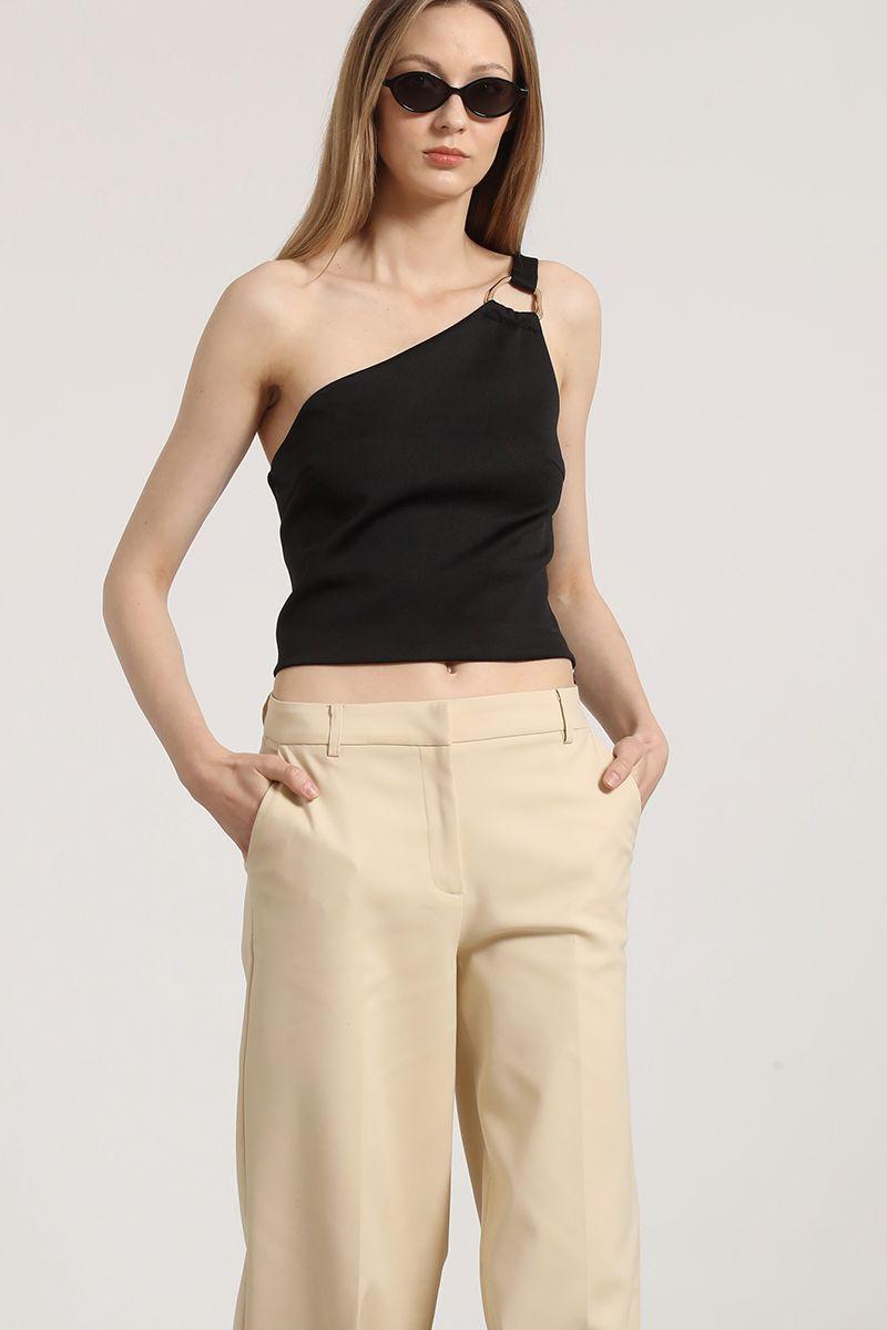 Pantalón recto liola mujer beige-6