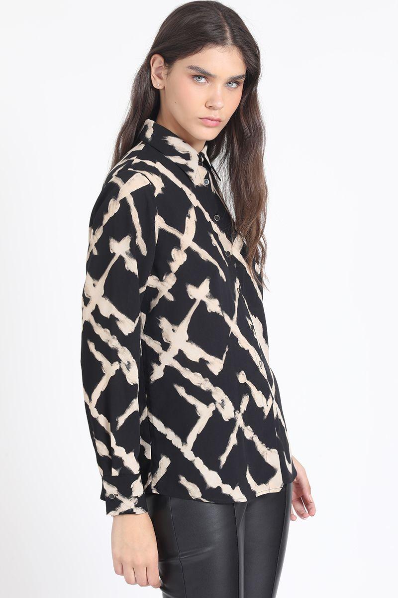 Blusa Estampada Tie Dye, Negro Liola-2