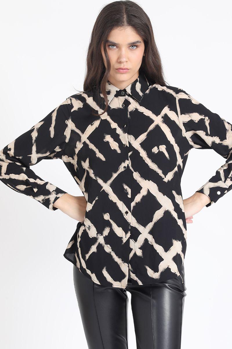 Blusa Estampada Tie Dye, Negro Liola-4