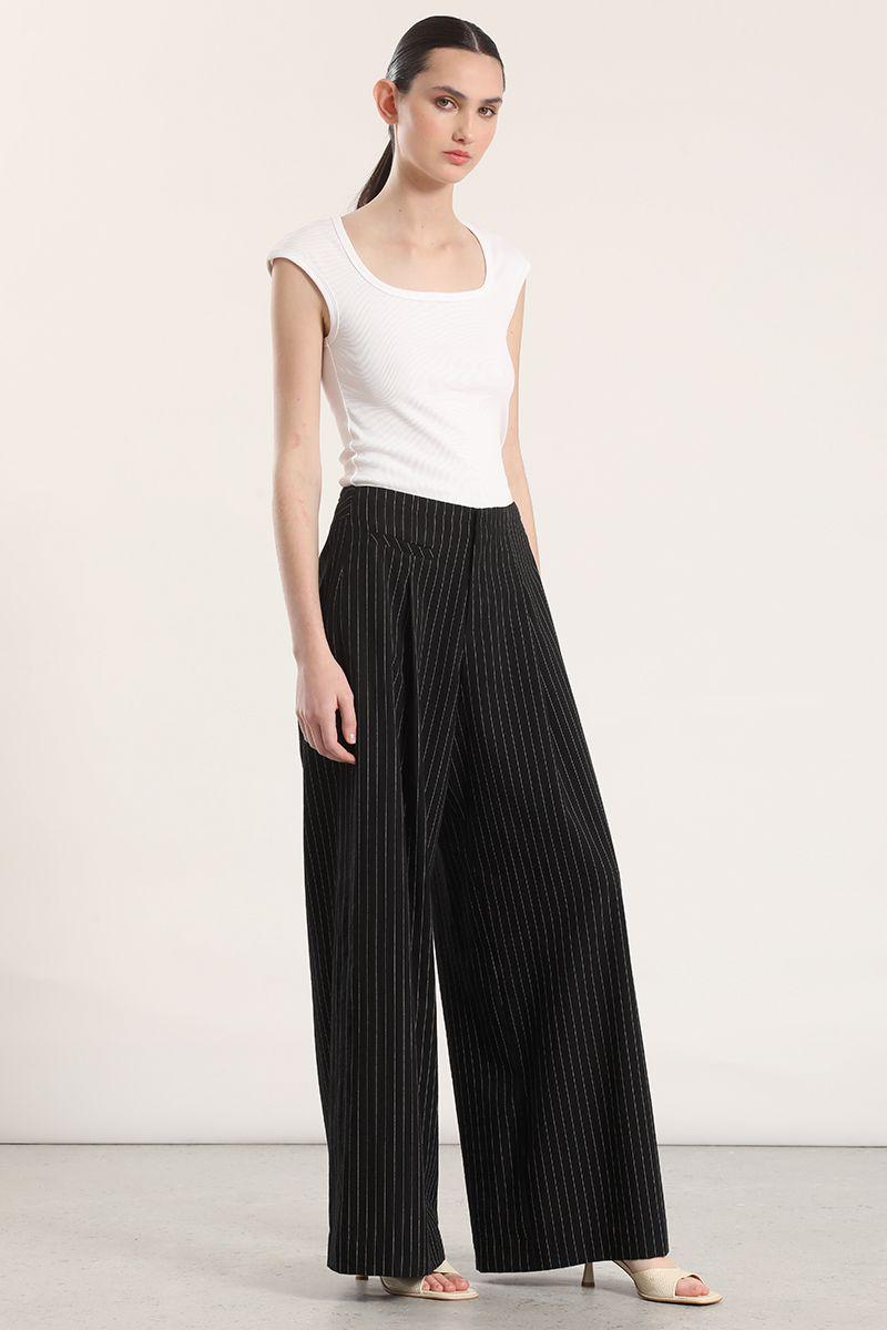 Pantalón ancho mujer Liola negro-0