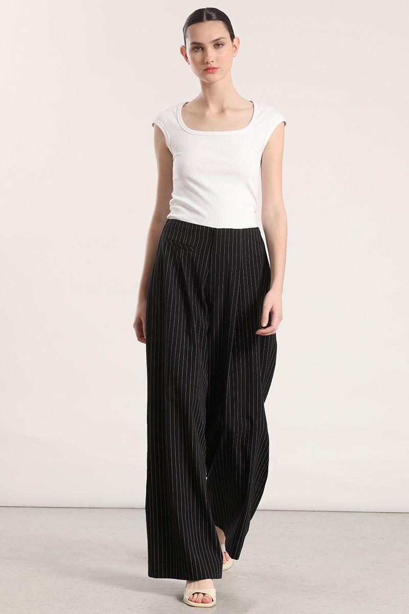 Pantalón ancho mujer Liola negro-2