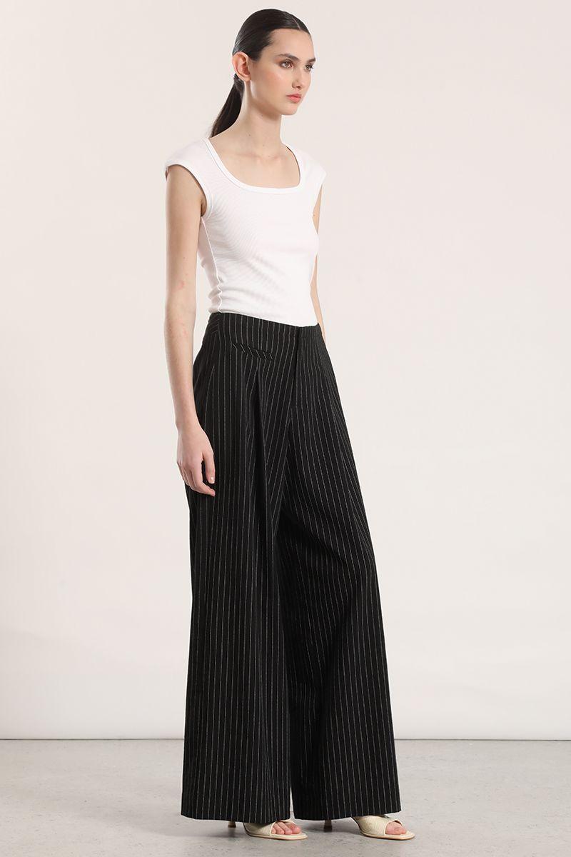 Pantalón ancho mujer Liola negro-3