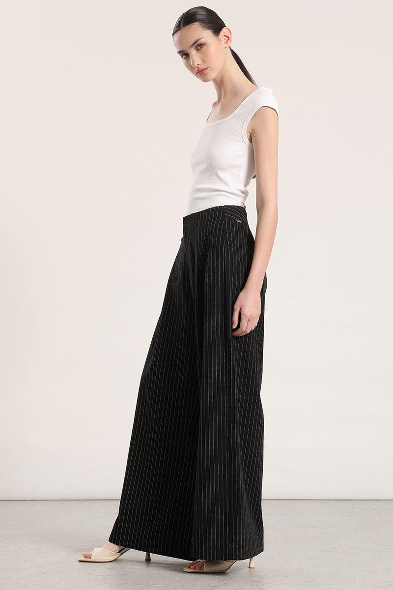 Pantalón ancho mujer Liola negro-6