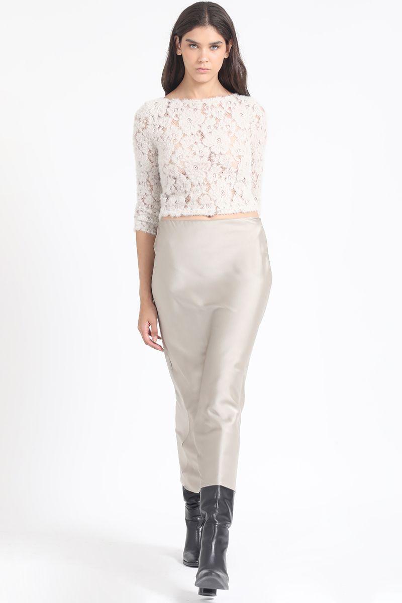Falda Maxi Sesgada Satin Beige Liola-2