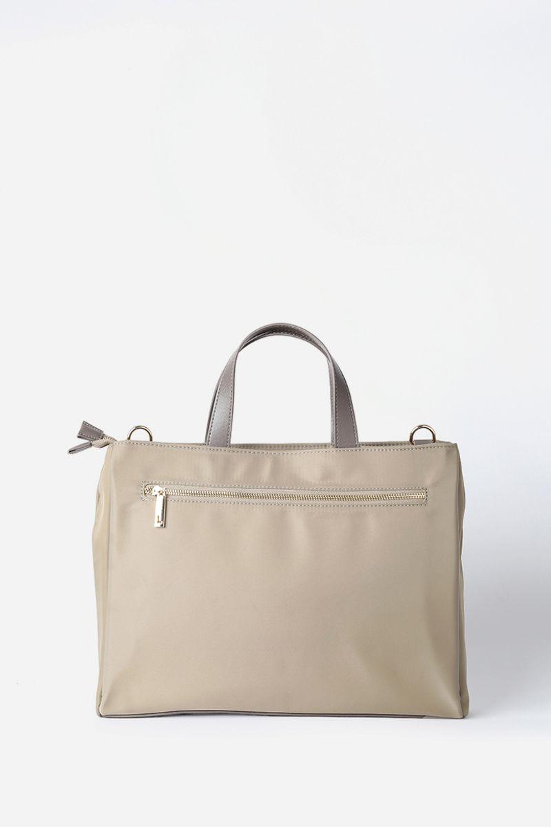 Bolso Laptop Aplicación Efecto Cuero Contratono, Beige Liola-2