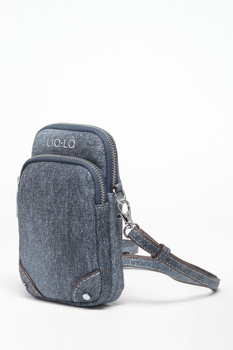 Bolso Para Celular Efecto Denim Con Remaches, Azul Liola-2