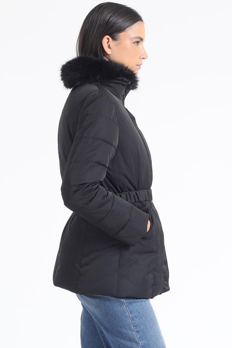 Parka Con Piel Desmontable, Negro Liola-2
