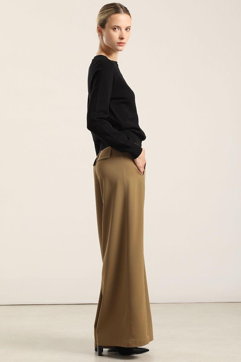 Pantalon Ancho, Tiro Alto, Camel Liola-3