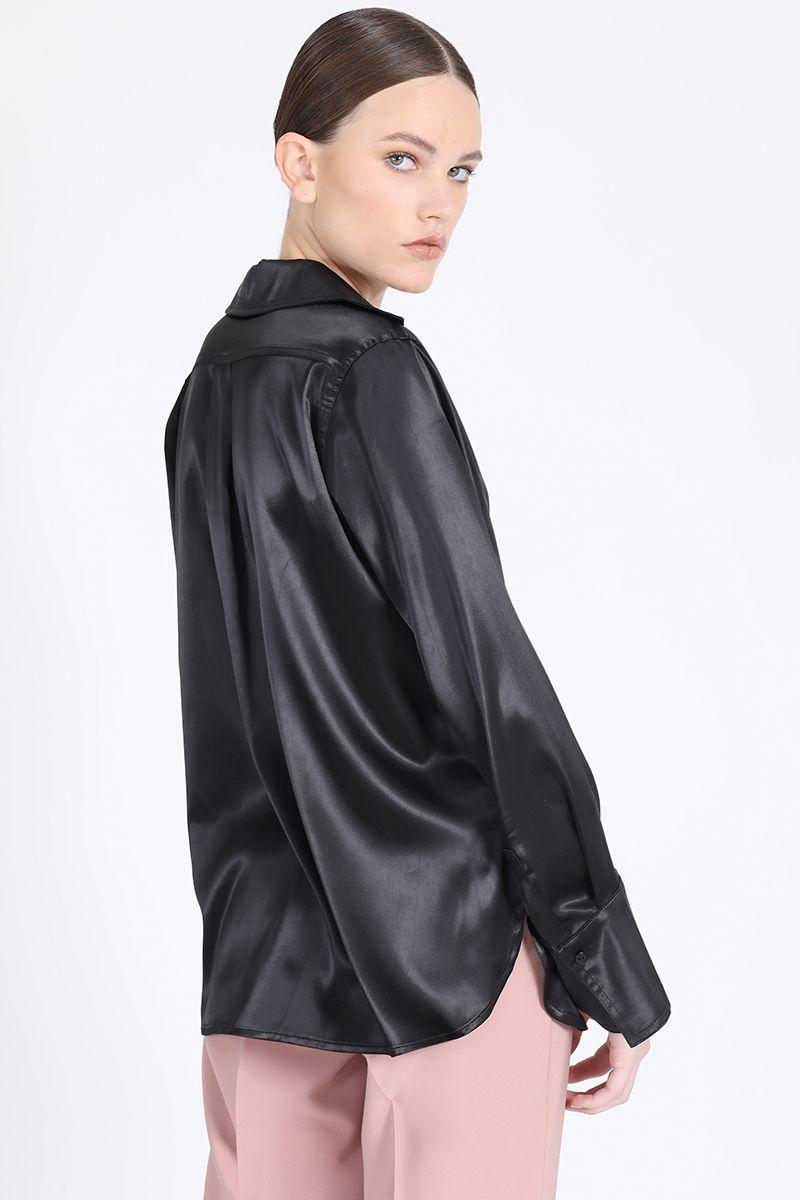 Camisa Puño Ancho Satin Negro Liola-3