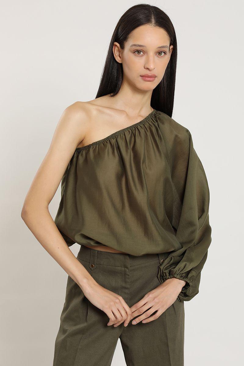 Blusa un hombro, militar Liola-4