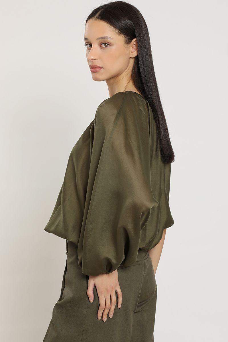Blusa un hombro, militar Liola-5