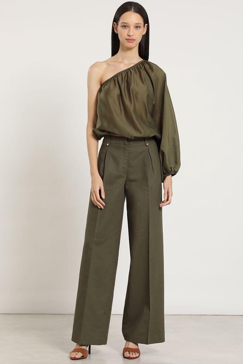 Blusa un hombro, militar Liola-6
