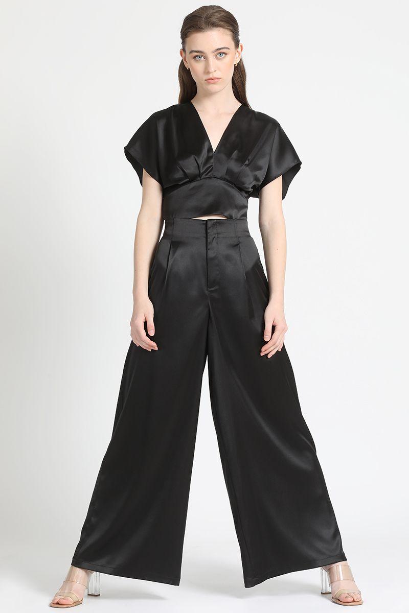 Pantalon Ancho Satin Negro Liola-0