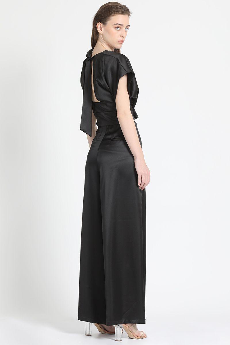 Pantalon Ancho Satin Negro Liola-3