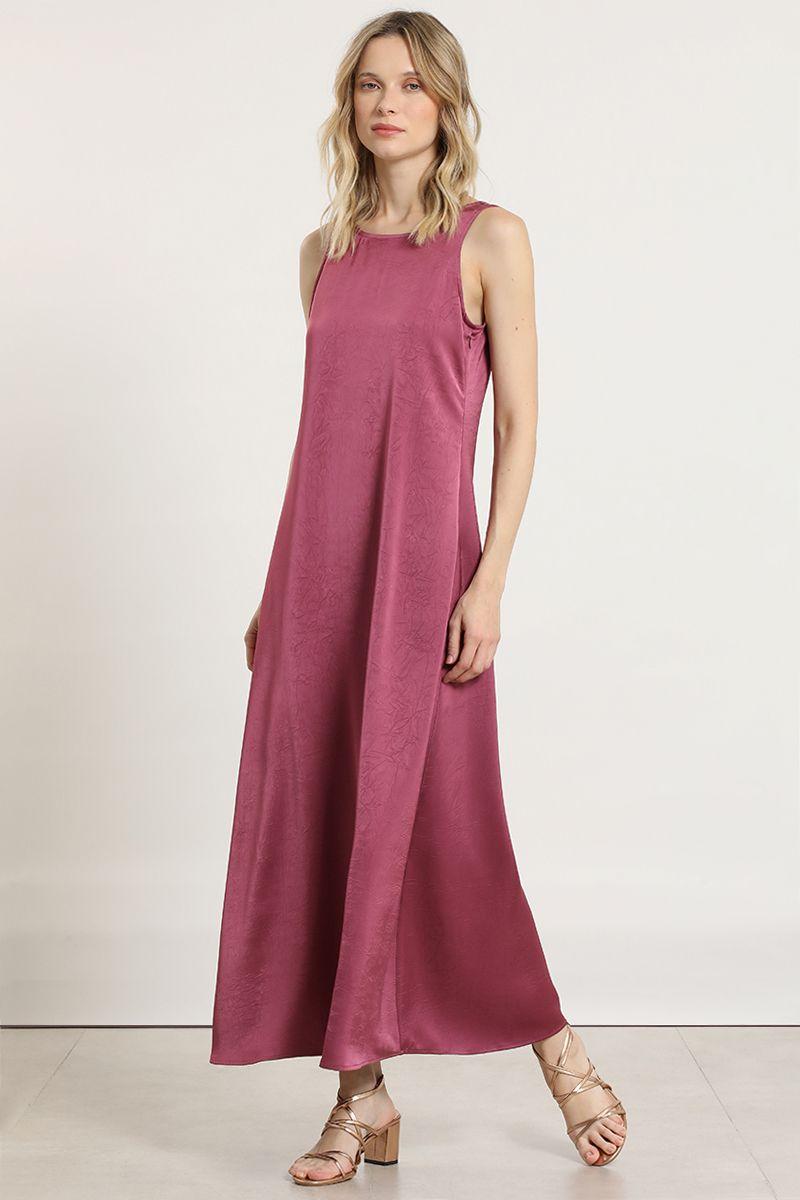 Vestido maxi satinado, guinda Liola-0