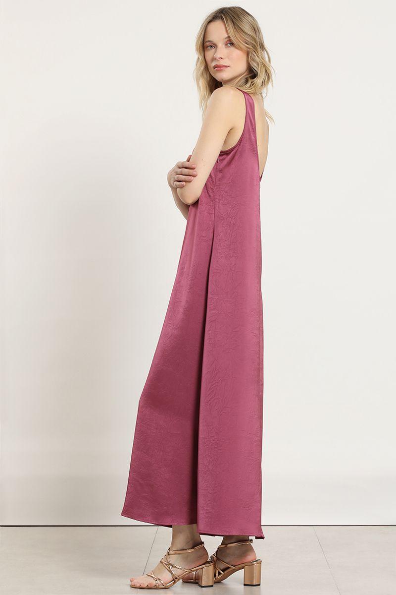 Vestido maxi satinado, guinda Liola-2