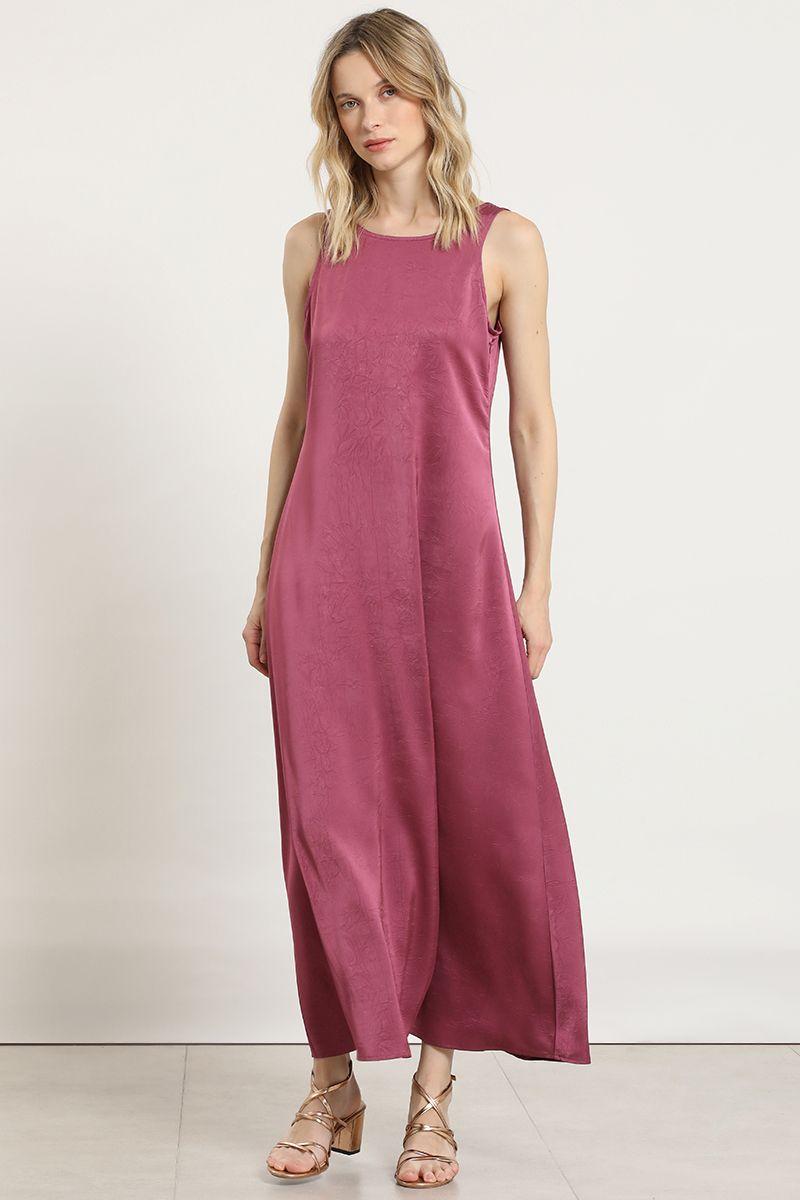 Vestido maxi satinado, guinda Liola-3