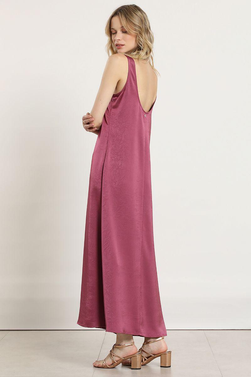 Vestido maxi satinado, guinda Liola-5