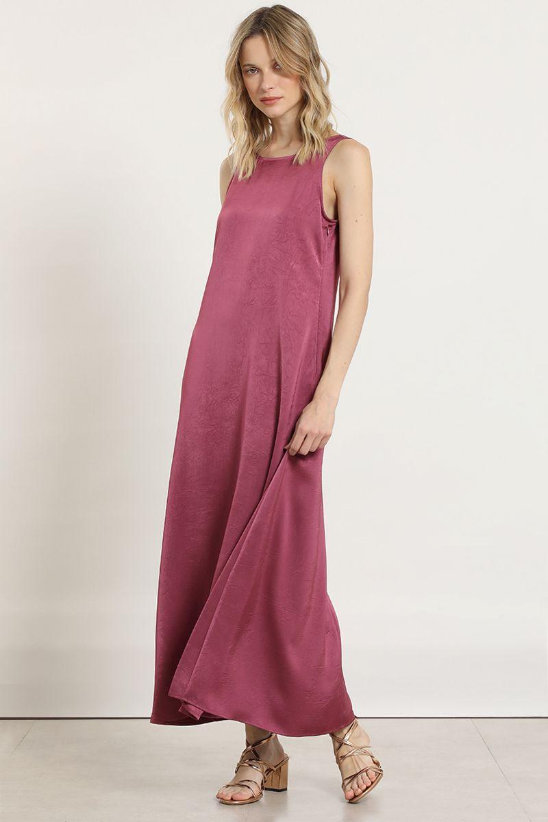 Vestido maxi satinado, guinda Liola-6