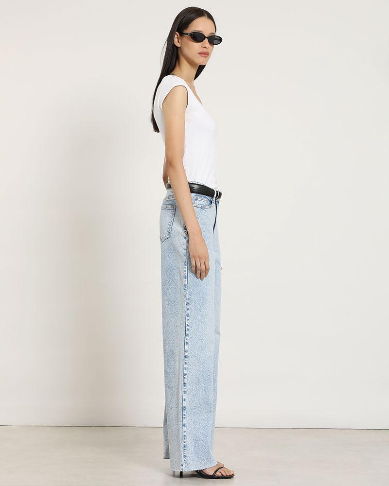 Jeans straight, tiro alto, celeste Liola-4